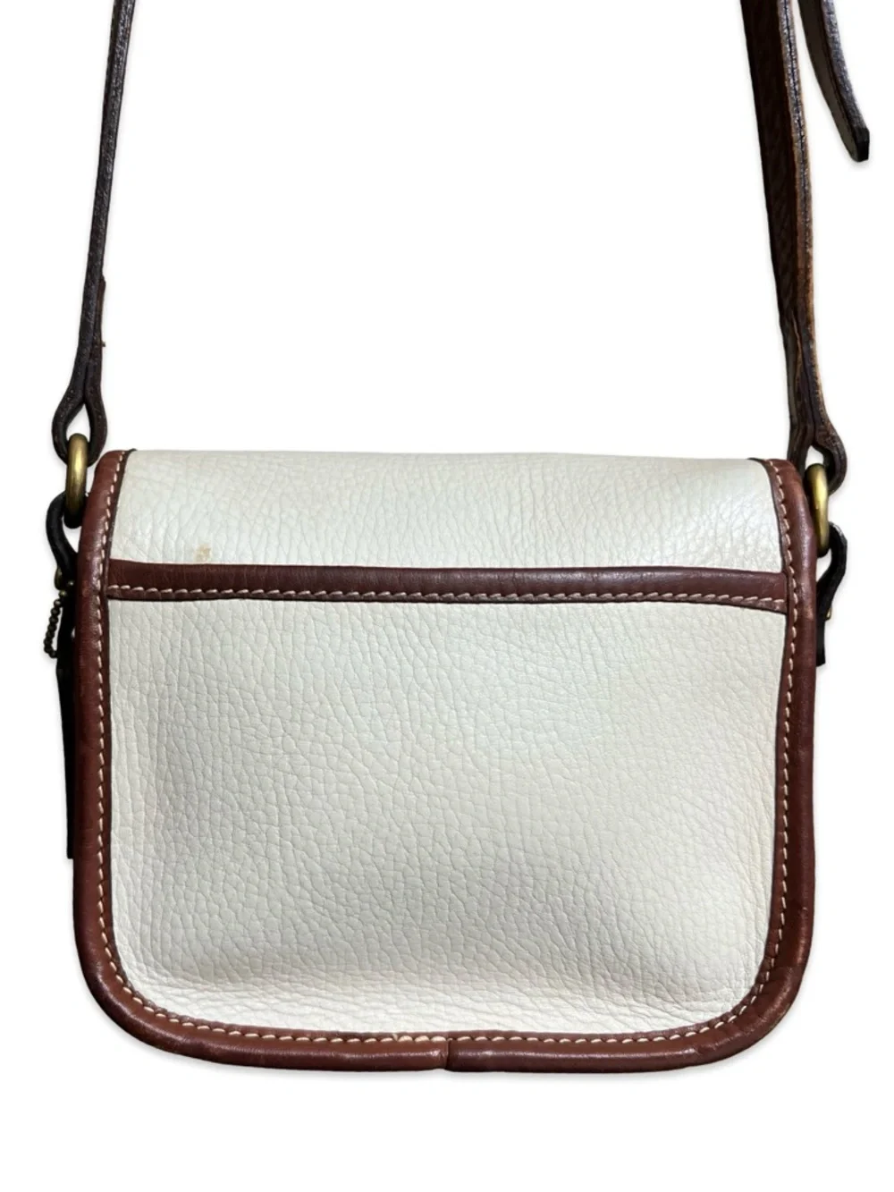90s Vintage COACH Durham Mini Bag in Bone with Tan Trim - Picture 10 of 16